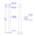 76mm x 1000mm Surface Mounted Stainless Steel White Bollard with Fixing Kit