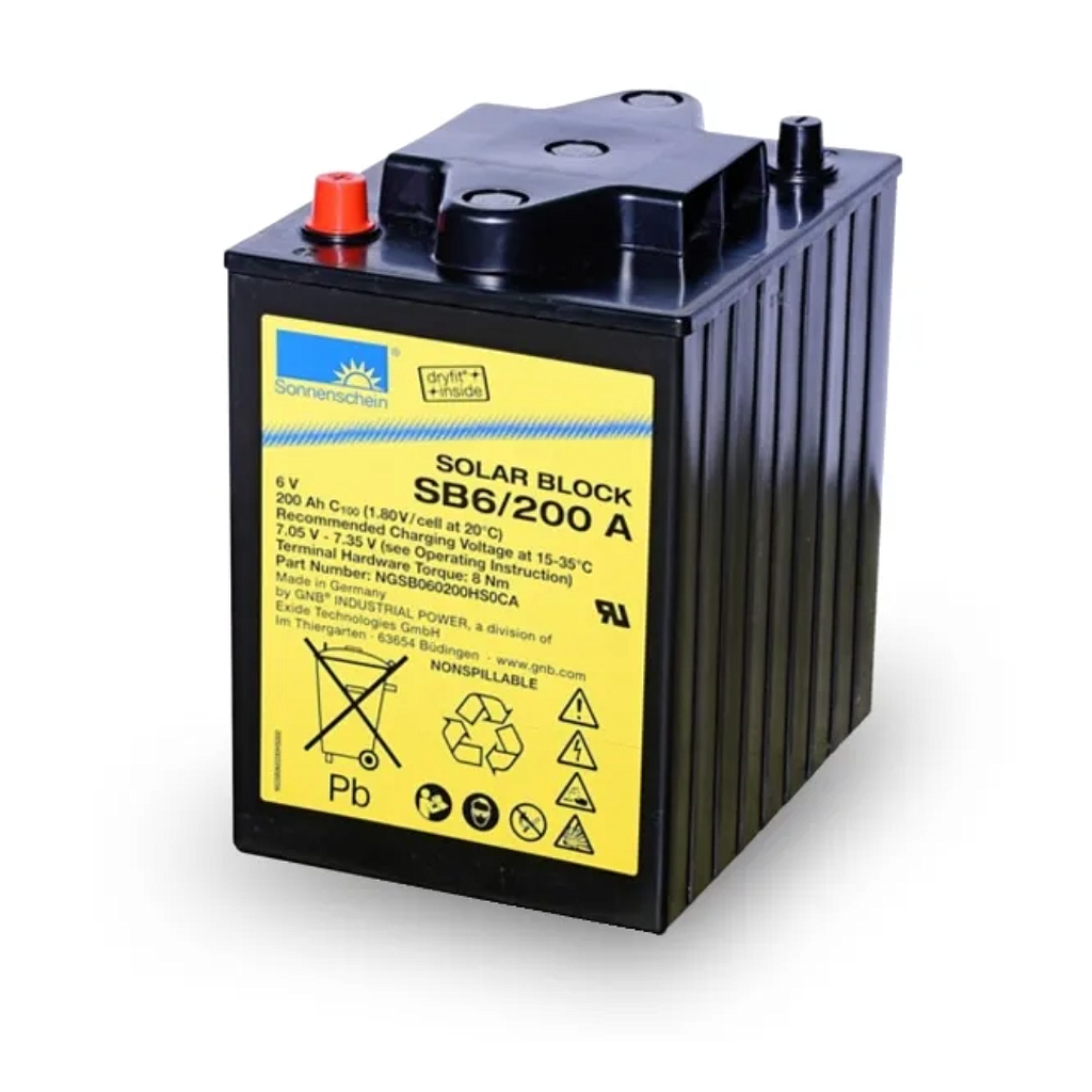[SB6/200A] Sonnenschein Solar Sealed 6V Gel Cell, SB6/200A, AH @ C100 = 200