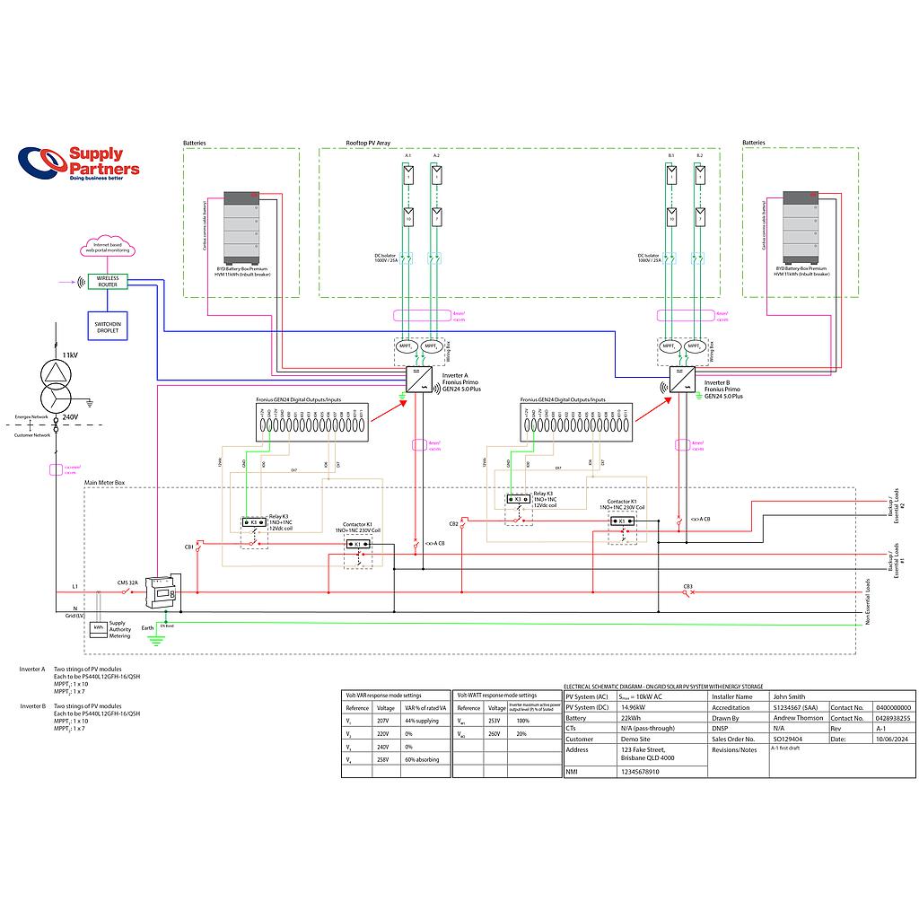 [SLD002] ≤ 30kVA AC Single or Three Phase On-Grid Single Line Diagram (SLD) With Energy Storage
