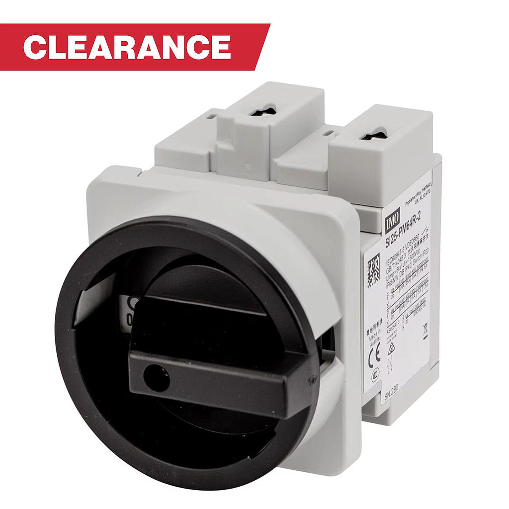 [SI25-PM64R-2] CLEARANCE IMO 1000V 25A 2 Pole DC Isolator (panel mount, lockable rotary handle)
