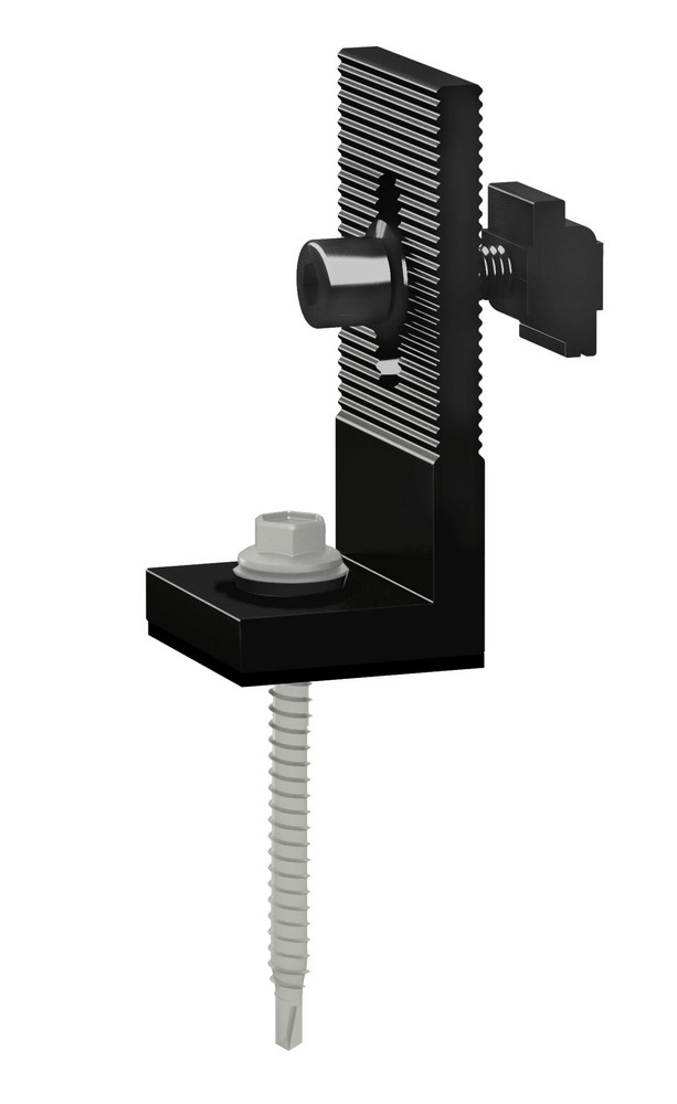 [ER-I-05/BA] Clenergy PV-ezRack SolarRoof, Tin interface pre-assembled with Z module, Black Anodized