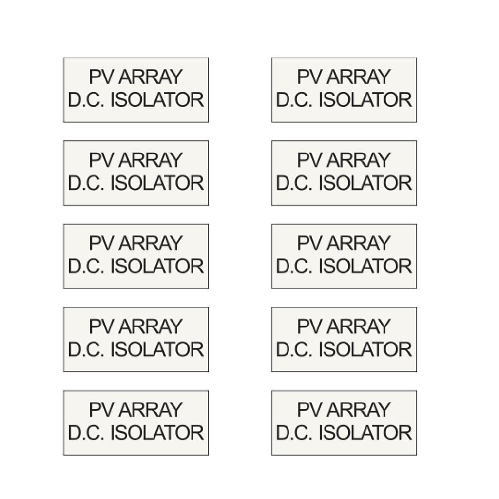 [LABELS-DCI-10PC] PV Array DC Isolator Labels Bulk Pack To Suit 10 Strings