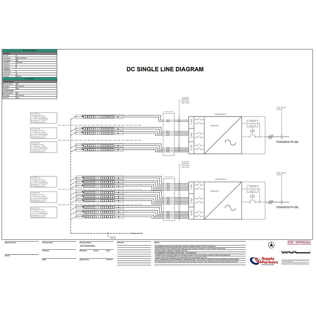 [SLD007] ≤ 110kVA Advanced CAD : DC Schematic (Completed By Engineer)
